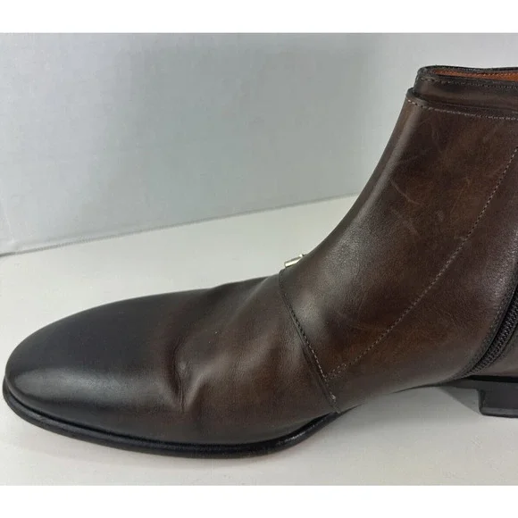 Santoni Monk Strap Boots Brown Leather Designer Dress Loafers Men's Size D 12 - Picture 9 of 16